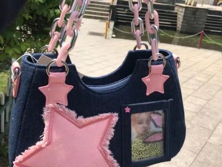 Starry Denim Shoulder Handbag Online