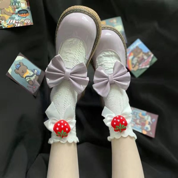 Berry Bow Ruffle Lace Socks Online now