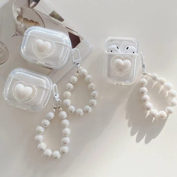 White Heart AirPods Case and Chain Online now