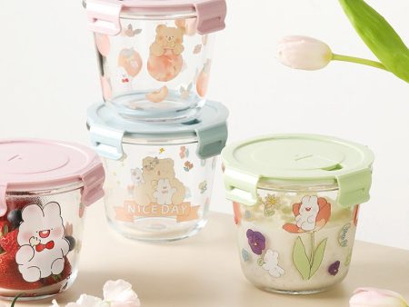 Kawaii Bunny Microwave Glass Bowl With Lid Supply