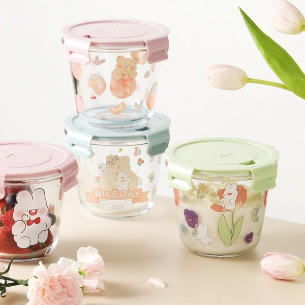 Kawaii Bunny Microwave Glass Bowl With Lid Supply