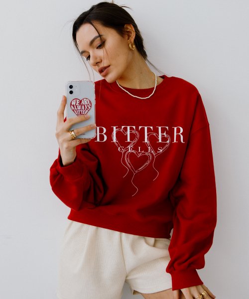 ★Bitter Cells★ Heart Balloon Sweat Shirt Discount