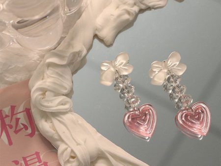 Pretty In Pink Heart Earrings Discount