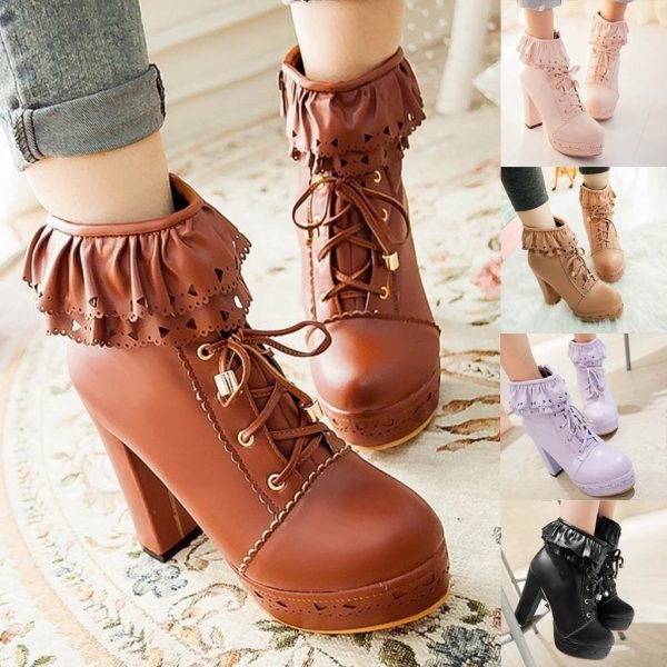 Ruffled Lace Booties on Sale