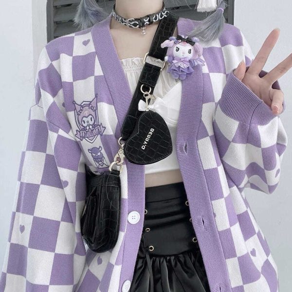 Kawaii Checkered Cardigan Sale