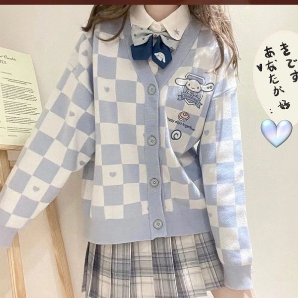 Kawaii Checkered Cardigan Sale