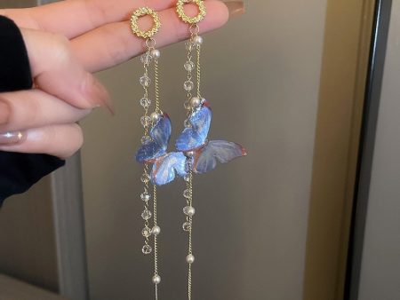 Blue Butterfly Dangle Drop Earrings Supply