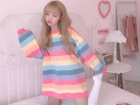 Lazy Days Pastel Rainbow Striped Top on Sale