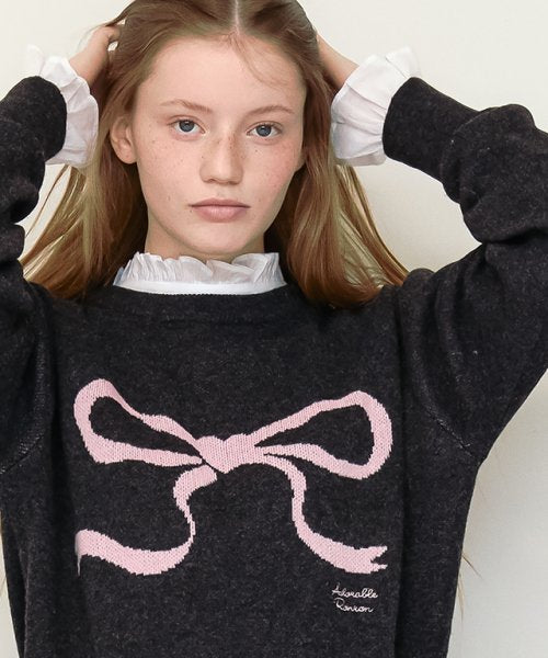 ★RonRon★ Heart Ribbon Jacquard Knit For Sale