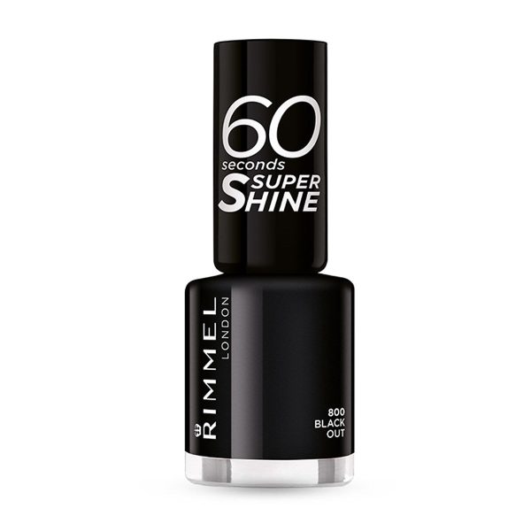 Rimmel 60 Seconds Super Shine Nail Polish 800 Black Out on Sale