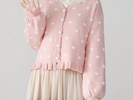 Polkadot Heart Knit Cardigan Online