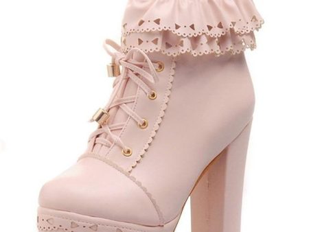 Ruffled Lace Booties on Sale