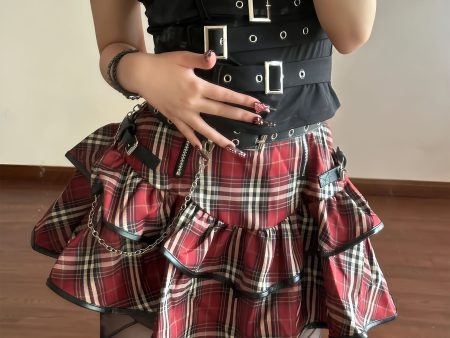 Tartan Red Plaid Goth Skirt For Discount