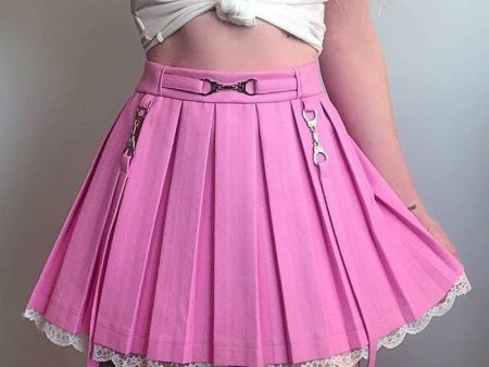 Lace Hemmed Pleated Skirt Supply