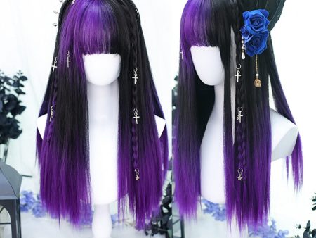 Purple & Black Split Cosplay Wig For Discount