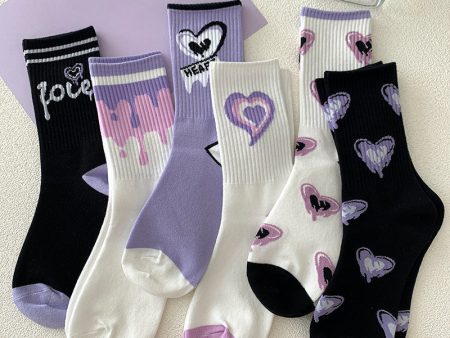 Y2K Purple Heart Socks Online Sale