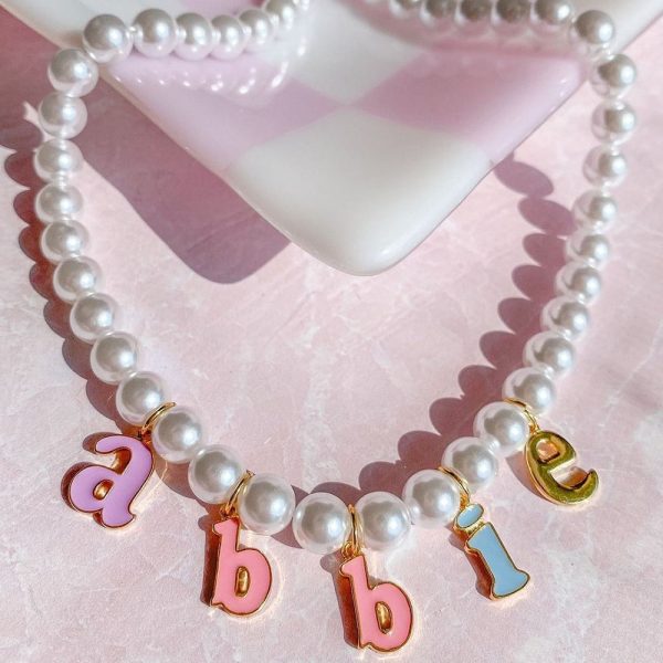 Custom Pearl Name Necklace Discount