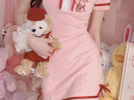 Red Trim Teddy Dress For Cheap