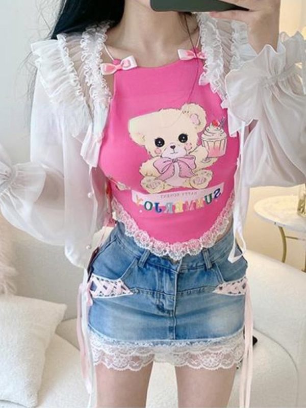 Cupcake Bear Crop Top For Discount