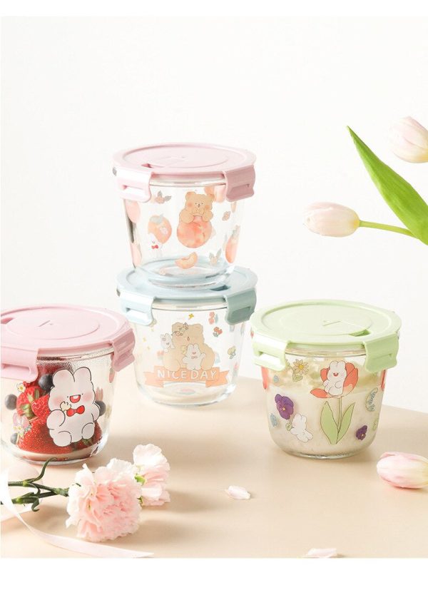 Kawaii Bunny Microwave Glass Bowl With Lid Supply