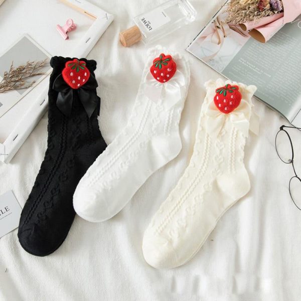 Berry Bow Ruffle Lace Socks Online now