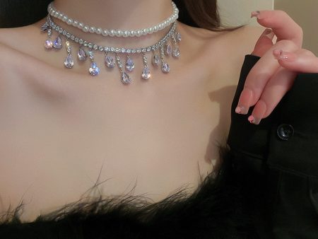 Teardrop Layered Pearl Choker Cheap