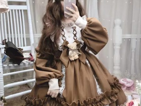 Ruffled Brown Academia Dress Supply